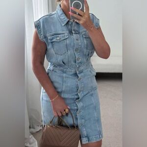 Madewell Denim Cap-Sleeve Shirtdress in Aquino Wash